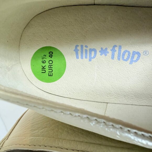 FlipFlop Cream Leather Tassel Loafers Size 8.5 Slip On Flat Stack Heel Casual - Picture 10 of 14